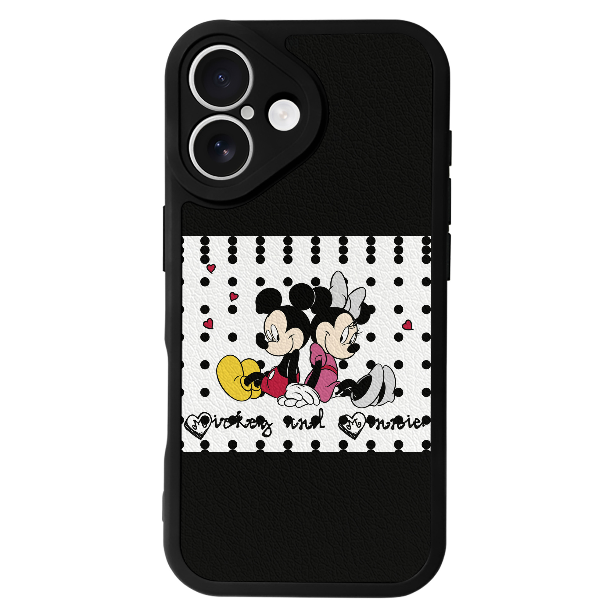（画像用） ミッキーマウス Mickey Mouse 【iPhone 16シリーズ対応】シリコンスマホケース（レザー調） 材質：シリコン